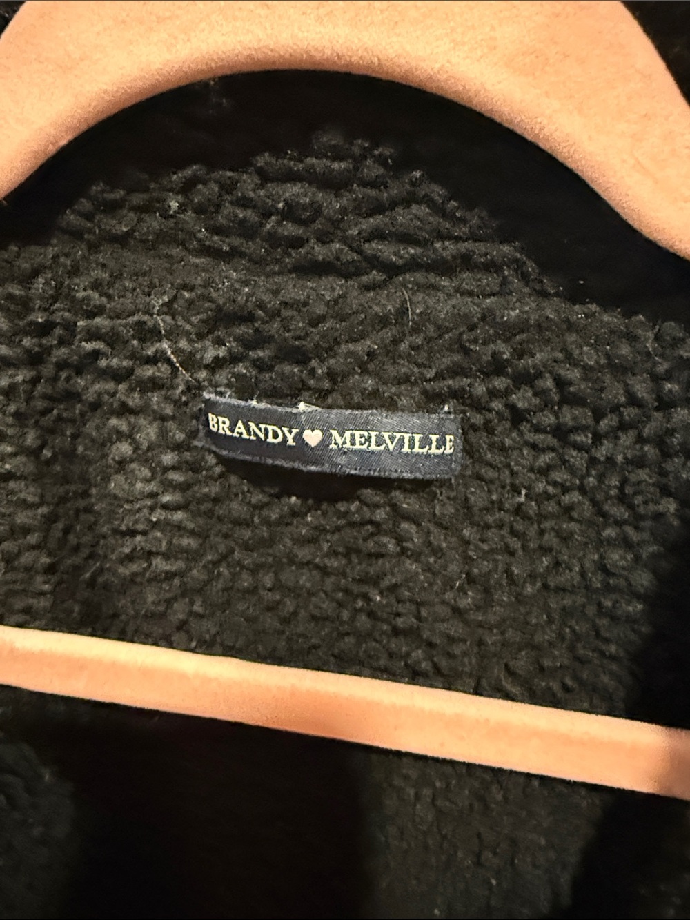 Brandy Melville Black Sherpa-Lined Denim Jacket - Picture 2 of 2
